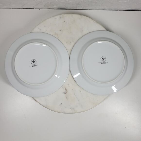 Williams Sonoma Open Kitchen Salad Plate 9" Gold Trim Porcelain 2-Pc Dinnerware - Picture 10 of 12